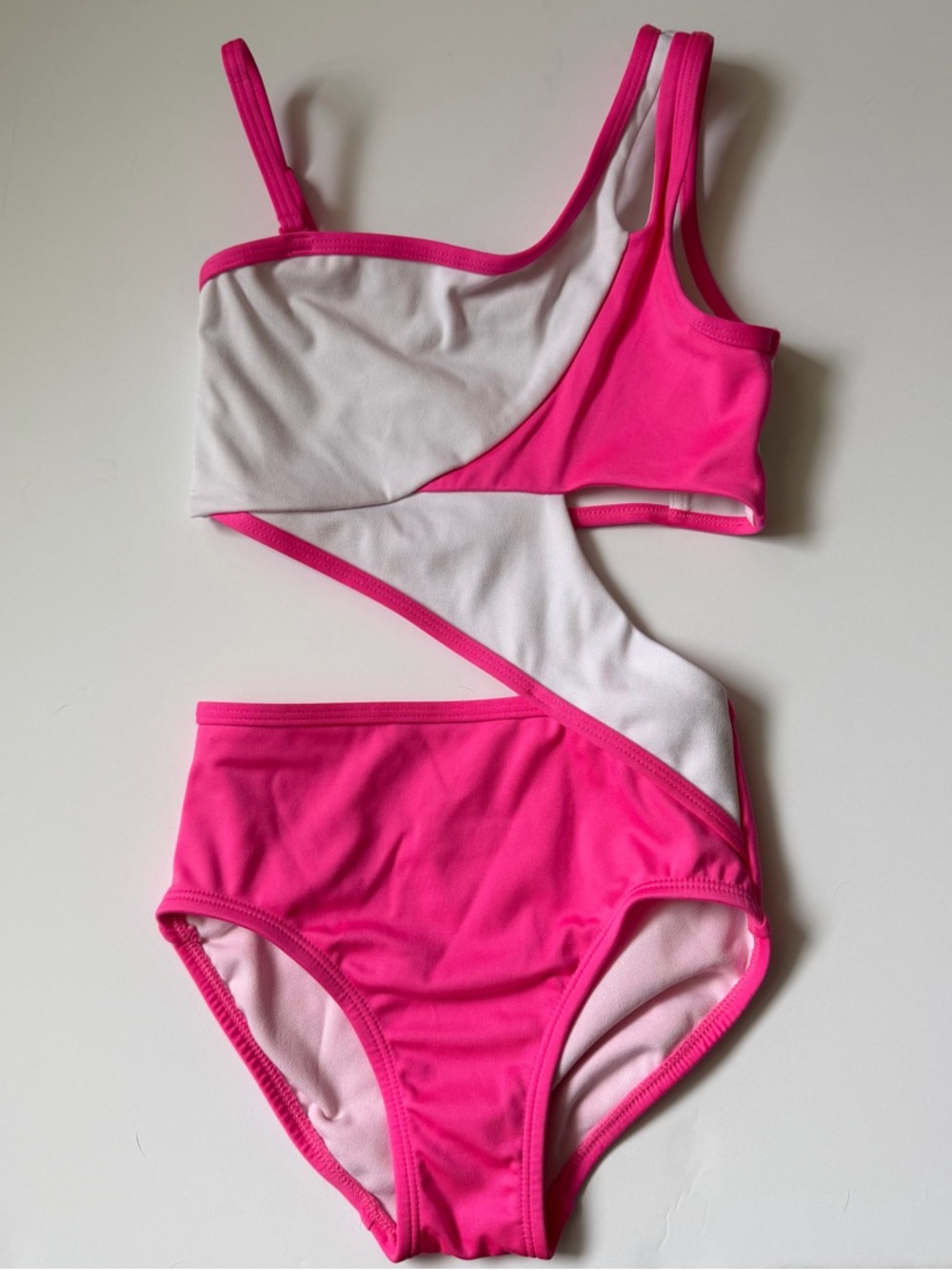 Girls Pink and White One-Shoulder Dance Wear outfit by Jo & Jax YM
